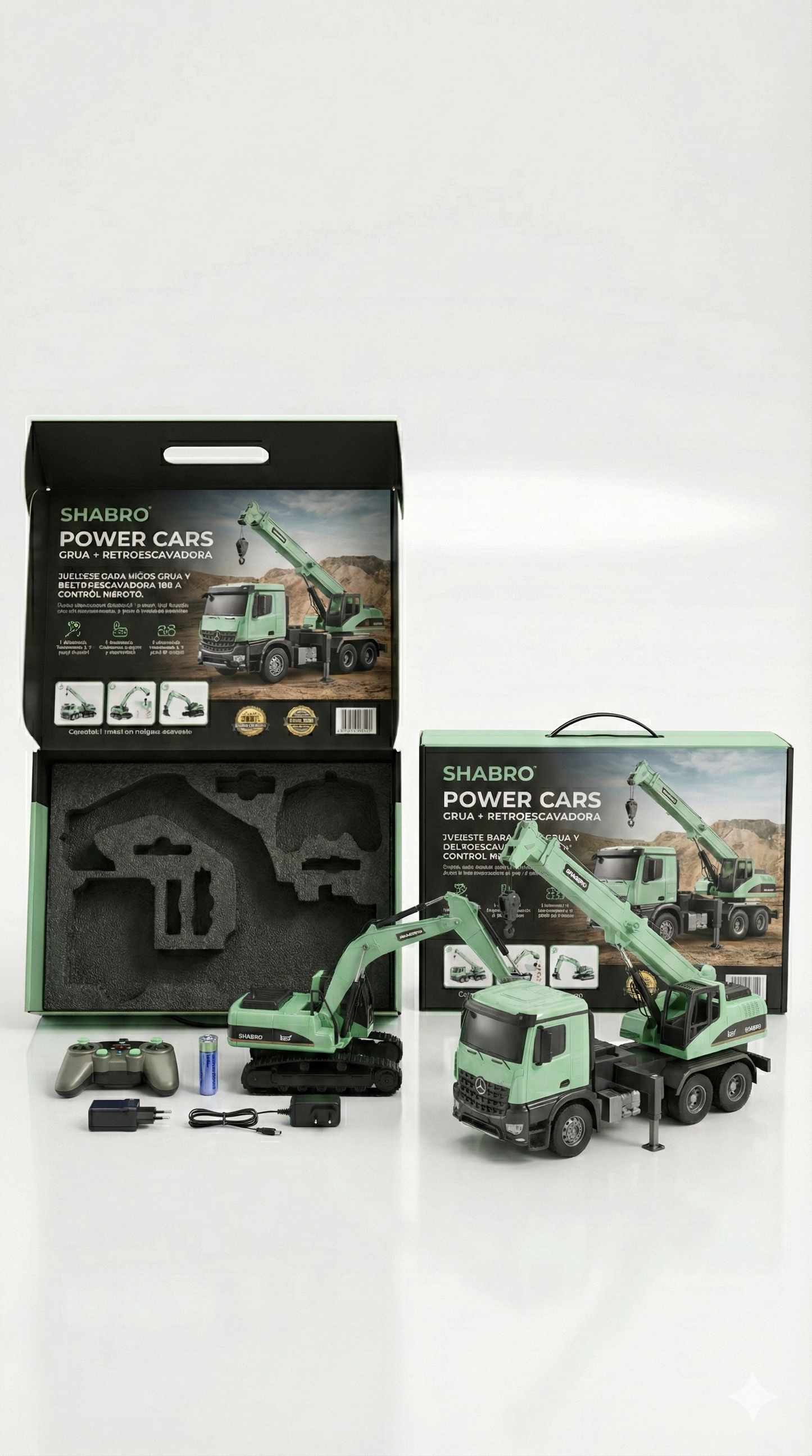 TITANBUILDERS RC DUO BY SHABRO GRÚA + RETROEXCAVADORA A CONTROL REMOTO 🔥🚚